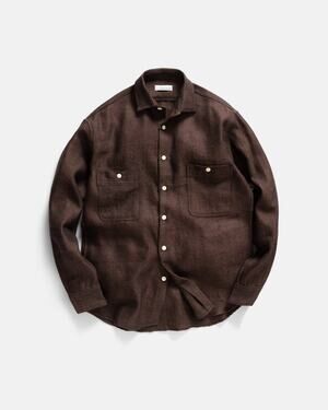 18 East Straight Hem Work Shirt in Dried Almond - XL